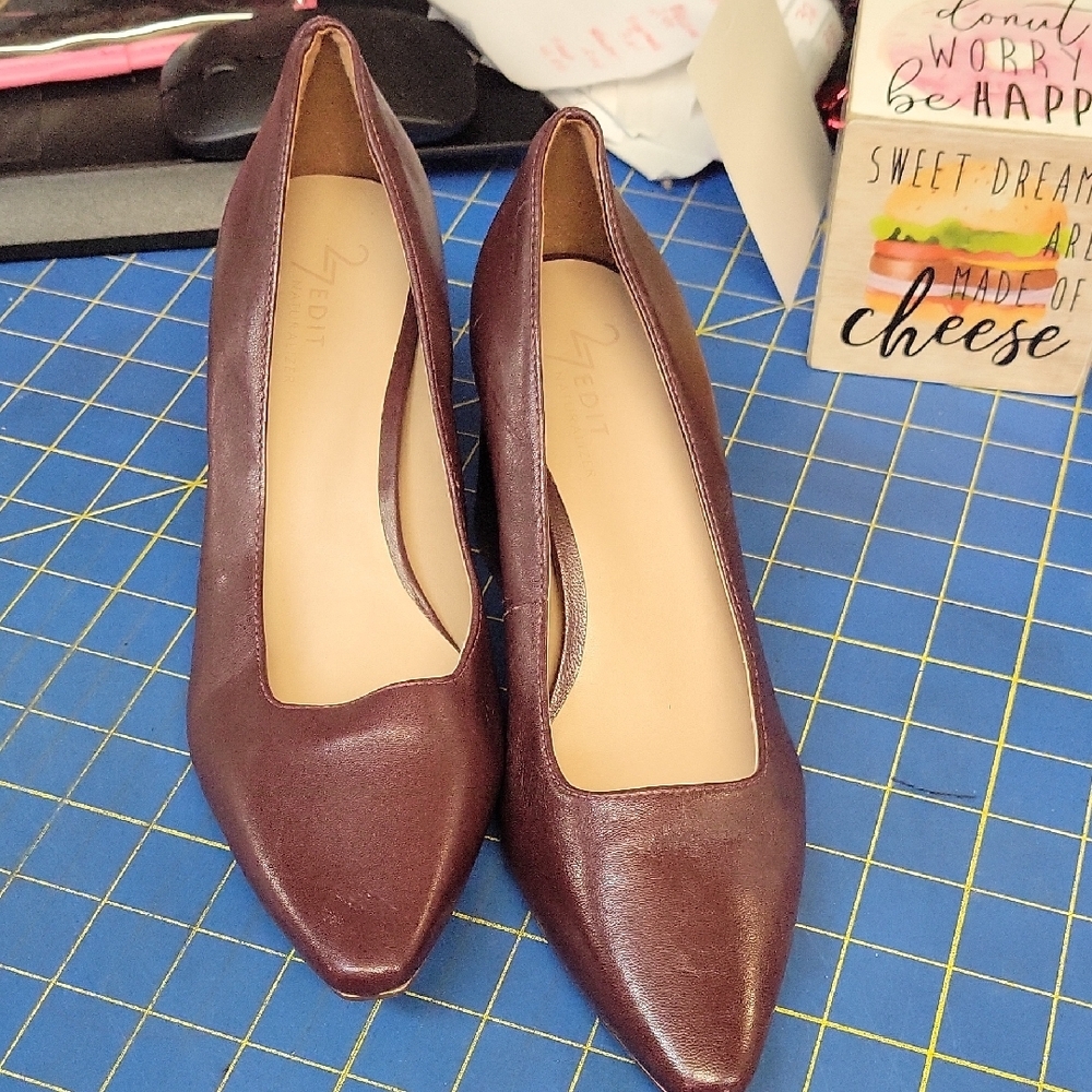 Naturalizer 27 Licia Pointed Toe Pumps Size 7.5M Leather New Burgandy/Wine